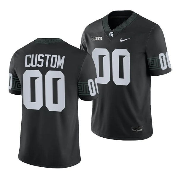  Mens Youth Michigan State Spartans Custom 2023 Black Alternate Football Game Jersey 