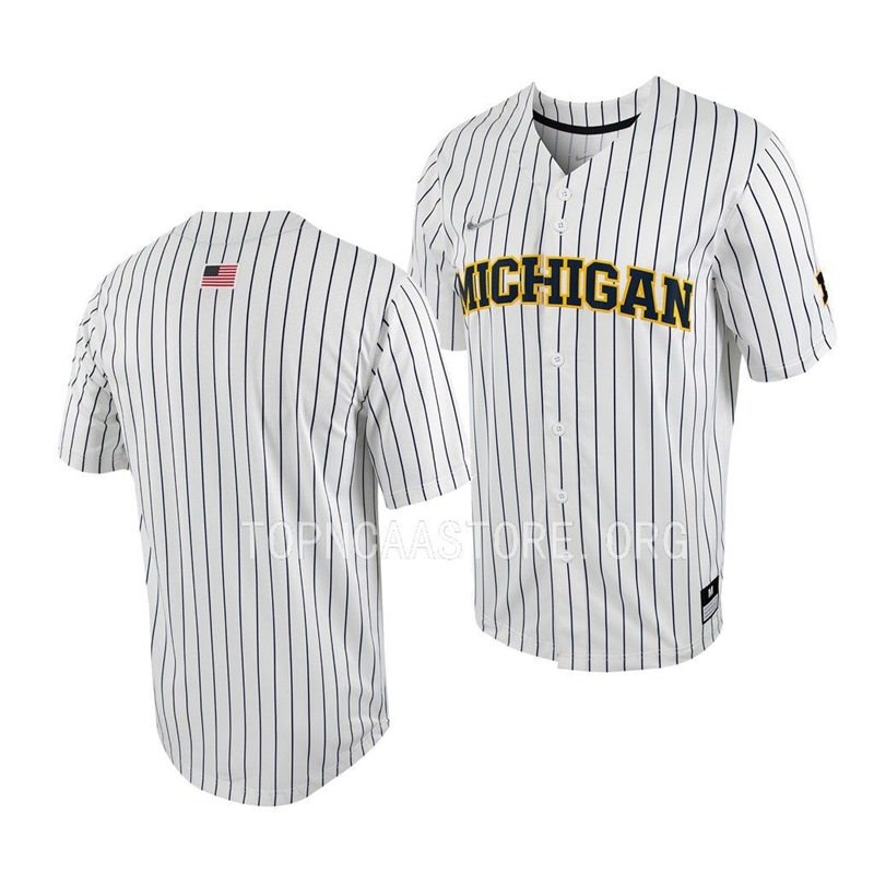  Mens Youth Michigan Wolverines Custom 2023 White Pinstripe College Baseball Jersey 