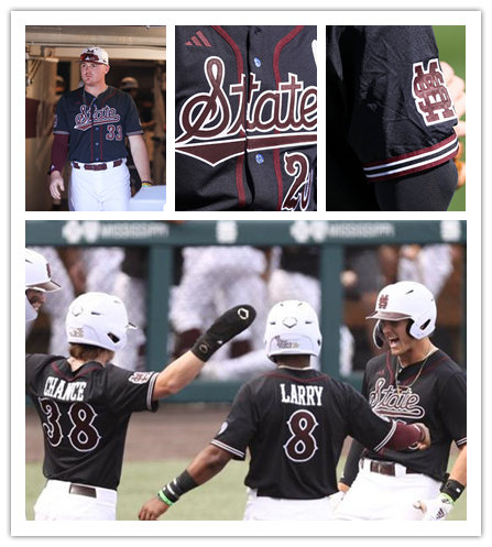  Mens Youth Mississippi State Bulldogs Custom Adidas 2023 Black State Baseball Game Jersey 
