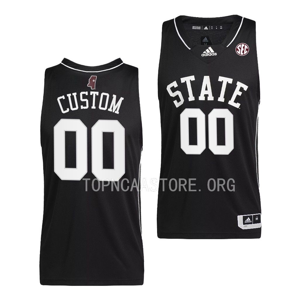  Mens Youth Mississippi State Bulldogs Custom Adidas 2023 Black State Basketball Game Jersey 