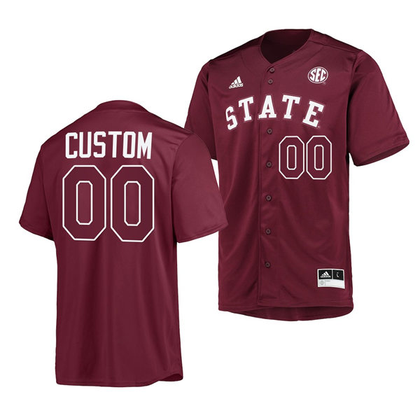  Mens Youth Mississippi State Bulldogs Custom Adidas 2023 Maroon State Baseball Game Jersey 
