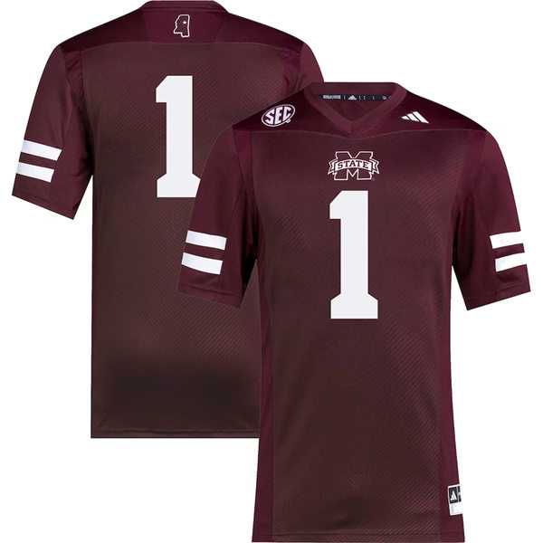  Mens Youth Mississippi State Bulldogs Custom adidas 2023 Maroon College Football Game Jersey 