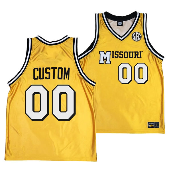 Mens Youth Missouri Tigers Custom Gold 1990's Throwback Basketball Jersey 