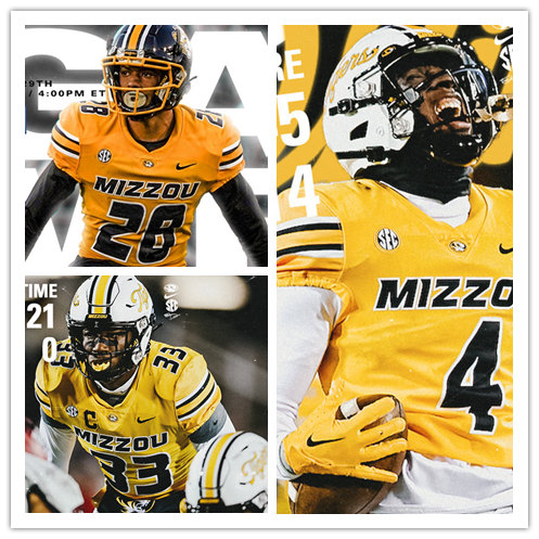  Mens Youth Missouri Tigers Custom Nike 2022 Gold College Football Game Jersey 