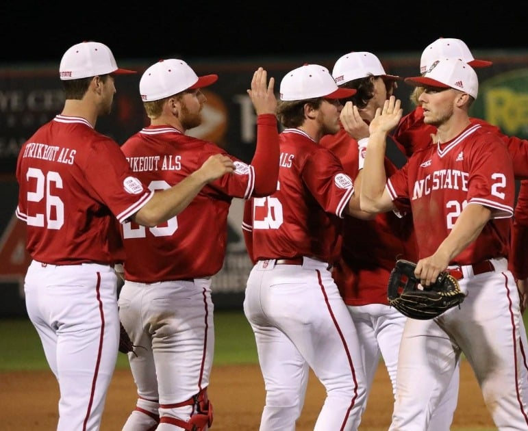  Mens Youth NC State Wolfpack Custom Adidas 2023 Red Pullover Baseball Game Jersey 
