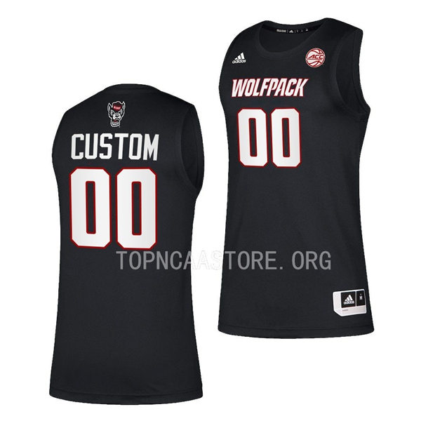  Mens Youth NC State Wolfpack Custom Adidas Black 2021-22 Basketball Game Jersey 
