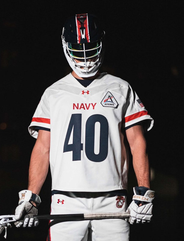  Mens Youth Navy Midshipmen Custom White 2023 LACROSSE NASA-THEMED UNIFORM Football Jersey 