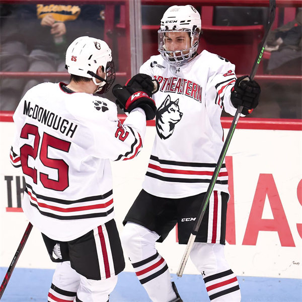  Mens Youth Northeastern Huskies Custom 2024 College Hockey Game Jersey White 