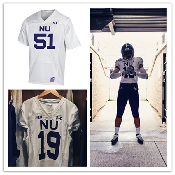  Mens Youth Northwestern Wildcats Custom 2019 White NU Football Game Jersey 