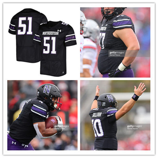  Mens Youth Northwestern Wildcats Custom 2023 Black Football Game Jersey 