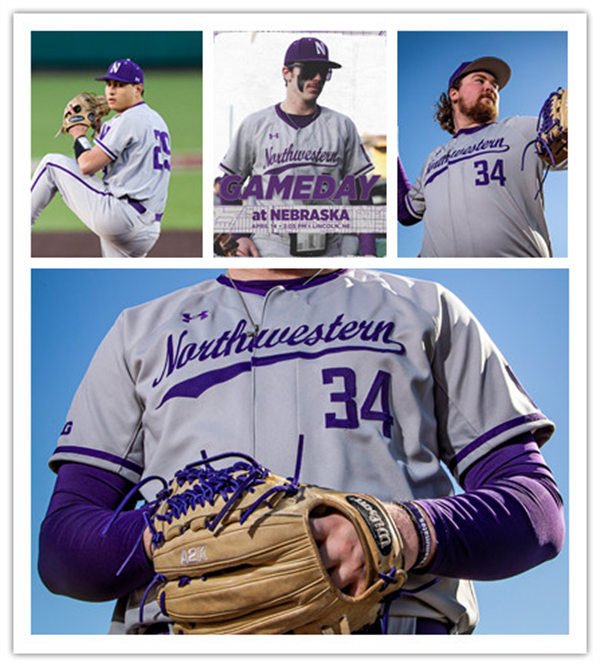  Mens Youth Northwestern Wildcats Custom 2023 Gray Baseball Game Jersey 