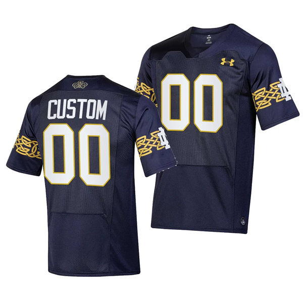 Mens Youth Notre Dame Fighting Irish Custom 2023 Aer Lingus College Football Classic Jersey - Navy 