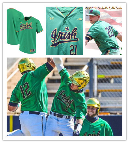  Mens Youth Notre Dame Fighting Irish Custom Under Armour Green College Baseball Jersey 