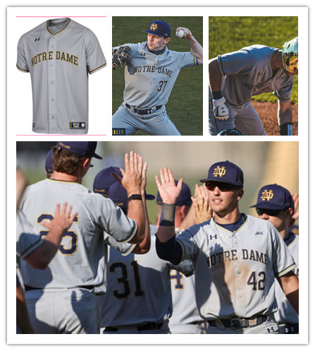  Mens Youth Notre Dame Fighting Irish Custom Under Armour Grey Baseball Jersey 