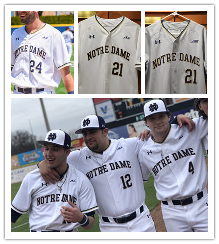  Mens Youth Notre Dame Fighting Irish Custom Under Armour White Baseball Jersey 
