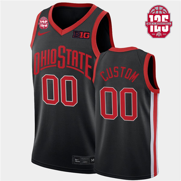  Mens Youth Ohio State Buckeyes Custom 2023 Black Alternate 125TH anniversary Jersey 