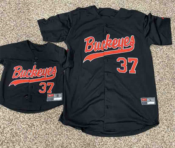  Mens Youth Ohio State Buckeyes Custom Nike Black College Baseball Game Jersey 