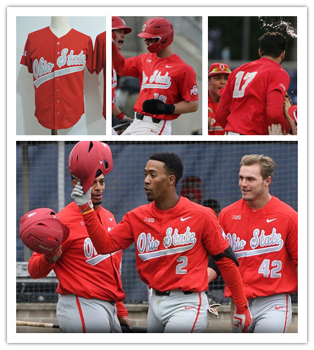  Mens Youth Ohio State Buckeyes Custom Nike Scarlet College Baseball Game Jersey 