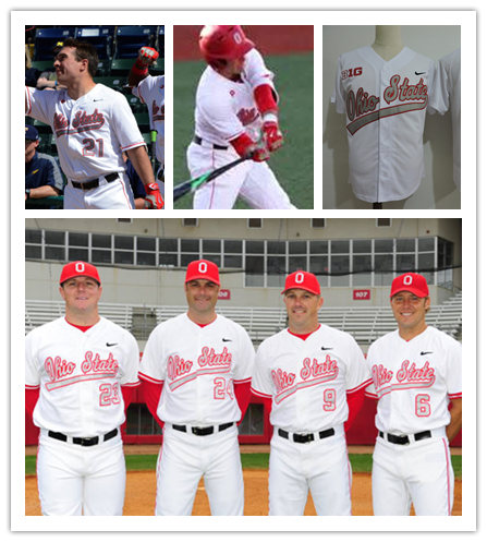  Mens Youth Ohio State Buckeyes Custom Nike White College Baseball Game Jersey 