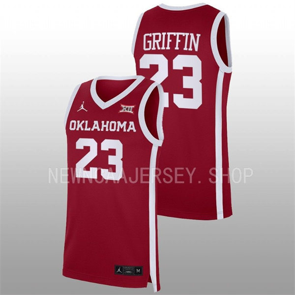  Mens Youth Oklahoma Sooners #23 Blake Griffin 2022-23 College Basketball Game Jersey Crimson 