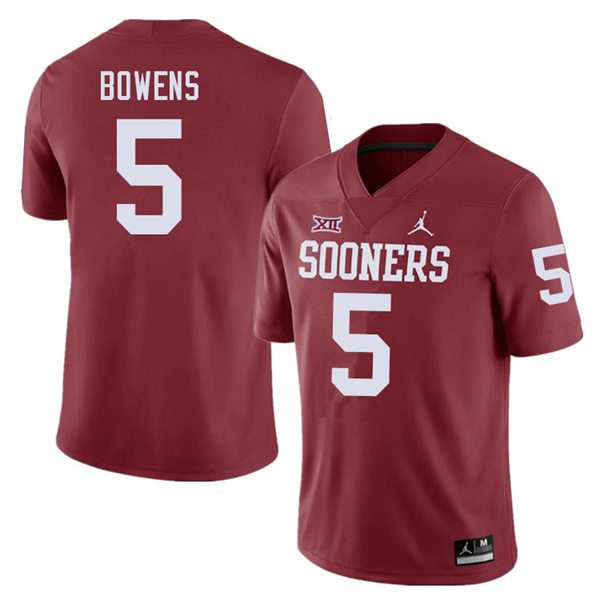  Mens Youth Oklahoma Sooners #5 Micah Bowens 2022 Crimson College Football Game Jersey