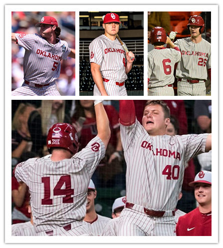  Mens Youth Oklahoma Sooners Custom Nike 2022 White Pinstripe Oklahoma College Baseball Game Jersey