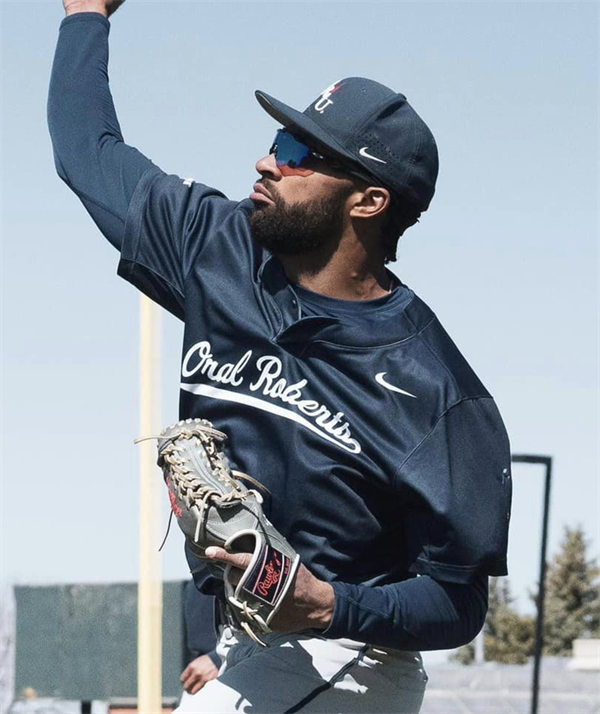  Mens Youth Oral Roberts Golden Eagles Custom Nike 2024 Navy Oral Roberts Baseball Game Jersey 