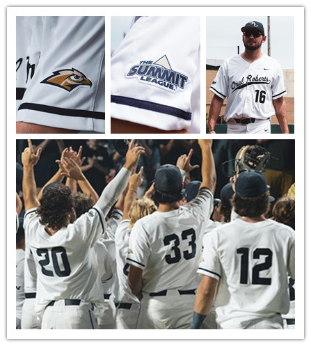  Mens Youth Oral Roberts Golden Eagles Custom Nike White Full Button Baseball Game Jersey 