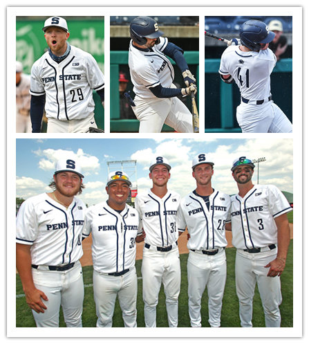  Mens Youth Penn State Nittany Lions Custom Nike 2022 White with Strip Baseball Game Jersey 