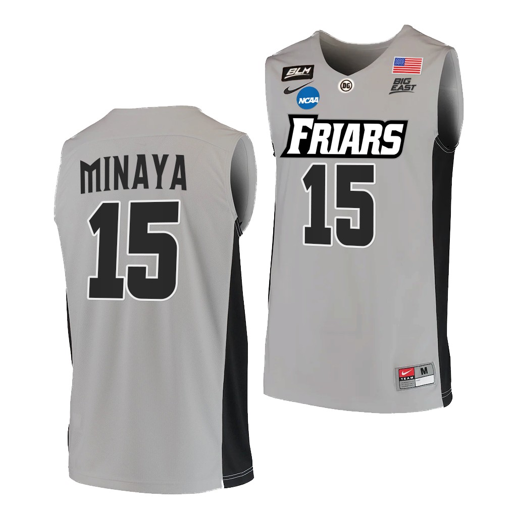  Mens Youth Providence Friars #15 Justin Minaya Grey 2021-22 College Basketball Game Jersey