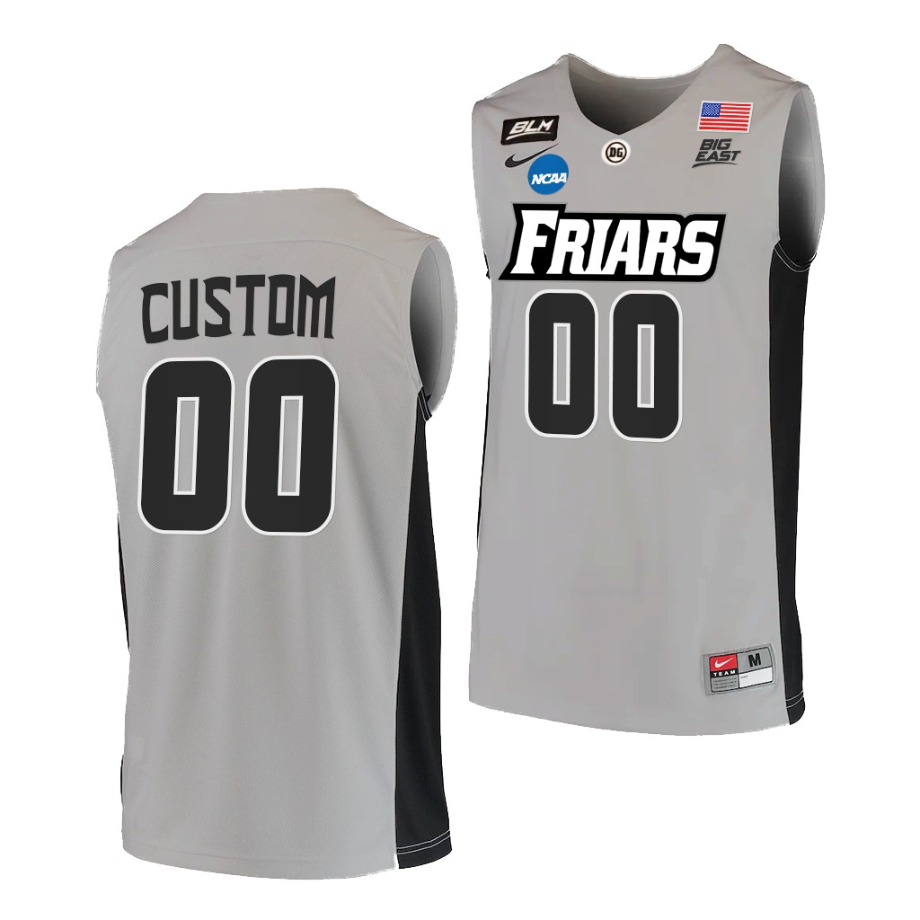  Mens Youth Providence Friars Custom Nike Grey 2021-22 College Basketball Game Jersey 