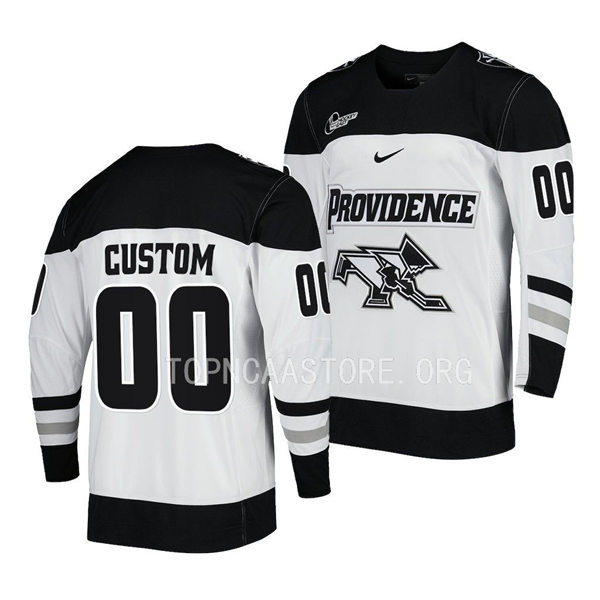  Mens Youth Providence Friars Custom Nike White College Hockey Game Jersey 