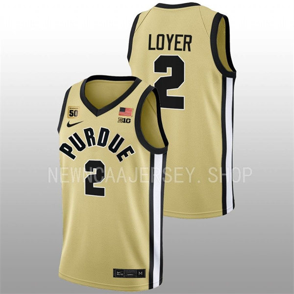  Mens Youth Purdue Boilermakers #2 Fletcher Loyer 2022-23 Maize College Basketball Game Jersey 