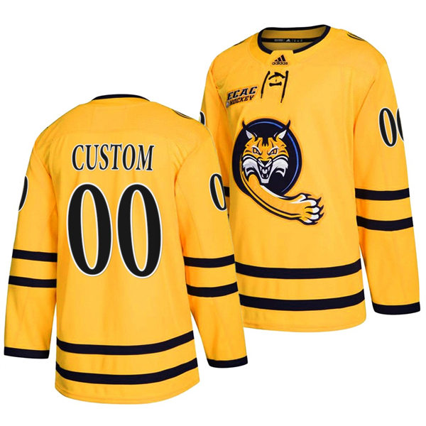  Mens Youth Quinnipiac Bobcats Custom Adidas 2022 Gold Alternate College Hockey Jersey 