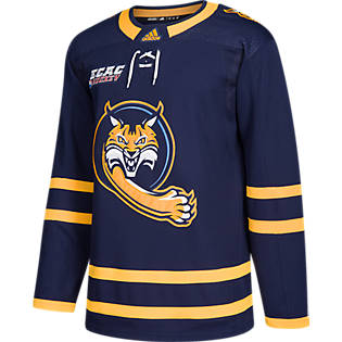  Mens Youth Quinnipiac Bobcats Custom Adidas 2022 Navy Away College Hockey Jersey 