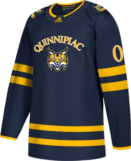  Mens Youth Quinnipiac Bobcats Custom Adidas Navy College Hockey Game Jersey 