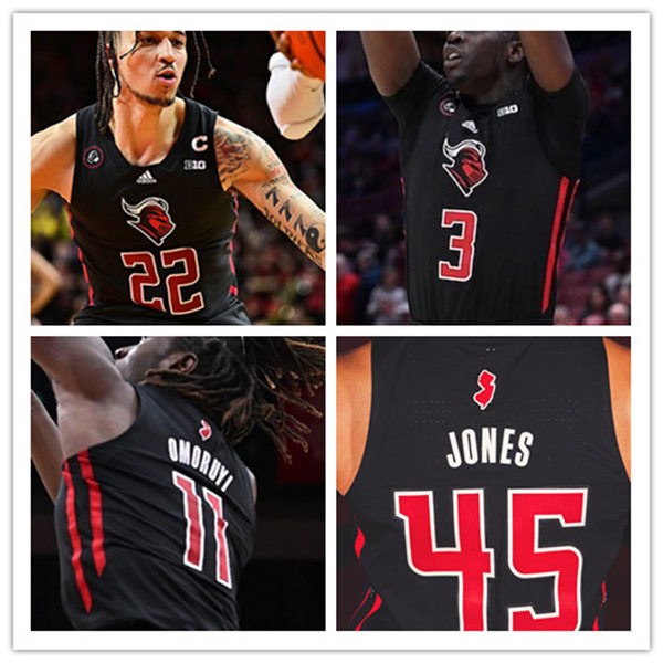  Mens Youth Rutgers Scarlet Knights Custom 2022-23 Black Basketball Game Jersey 