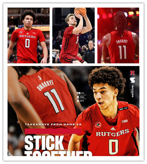  Mens Youth Rutgers Scarlet Knights Custom 2022-23 Scarlet with two Black stripe Basketball Game Jersey 