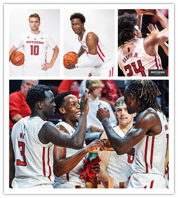  Mens Youth Rutgers Scarlet Knights Custom 2022-23 White with two red stripe Basketball Game Jersey 