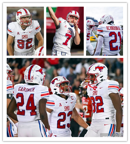  Mens Youth SMU Mustangs Custom Nike White SMU Football Game Jersey 