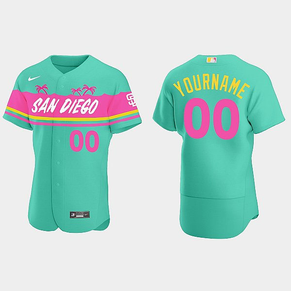  Mens Youth San Diego Padres Custom Teal City Connect Nike Replic Jersey 