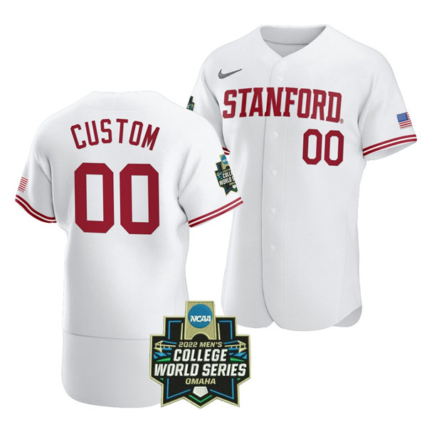  Mens Youth Stanford Cardinal Custom Nike White Full Button 2022 College Baseball World Series Limited Jersey  
