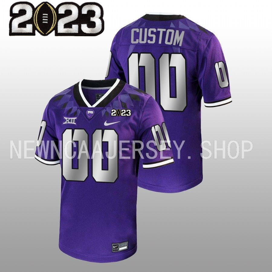  Mens Youth TCU Horned Frogs Custom 2023 College National Championship Game Jersey Purple 