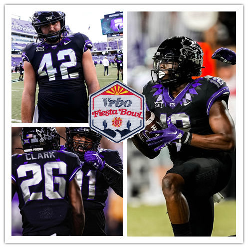  Mens Youth TCU Horned Frogs Custom College Football 2022 VRBO Fiesta Bowl Game Jersey Nike Black  