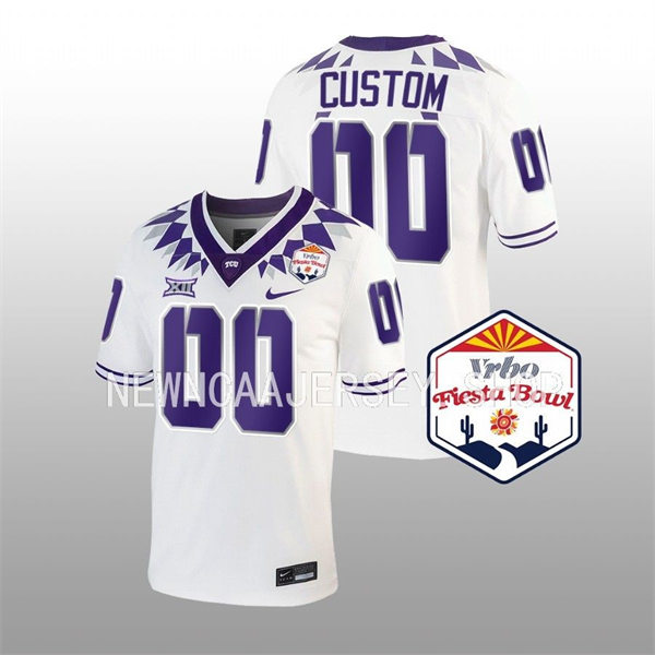  Mens Youth TCU Horned Frogs Custom College Football 2022 VRBO Fiesta Bowl Game Jersey Nike White 