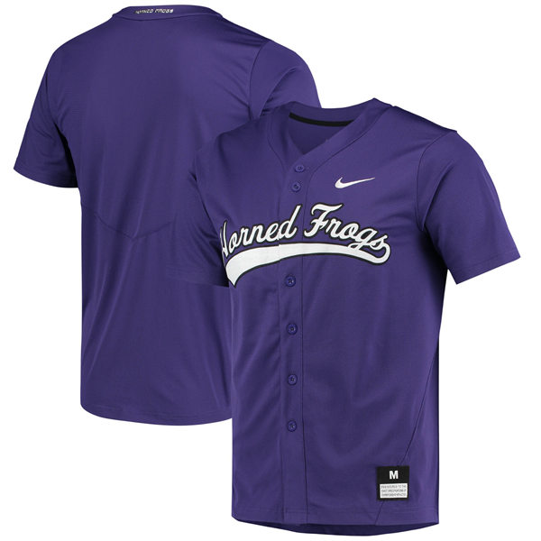  Mens Youth TCU Horned Frogs Custom Nike Purple Horned Frogs Baseball Game Jersey 