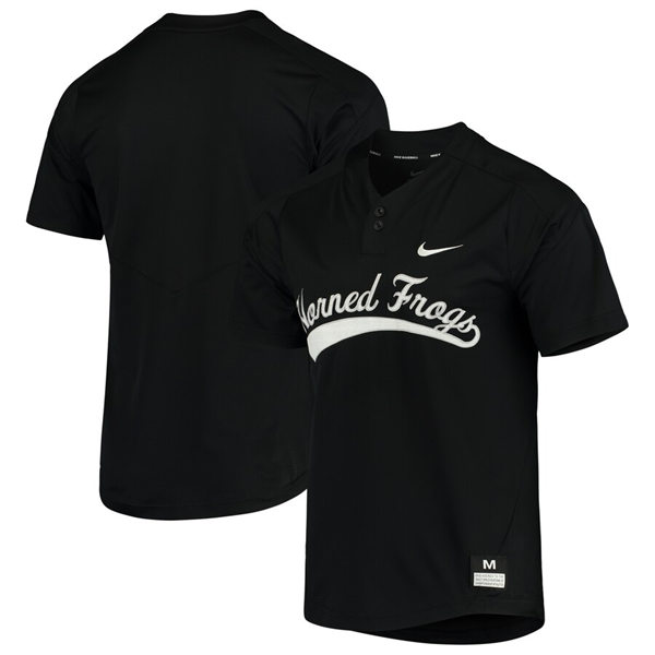  Mens Youth TCU Horned Frogs Nike Black Two-Button Pullover Baseball Vapor Untouchable  Jersey 