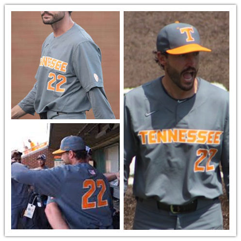  Mens Youth Tennessee Volunteers #22 Tony Vitello 2022 Diamond Nike Charcoal two-Button Pullover Baseball Game Jersey 