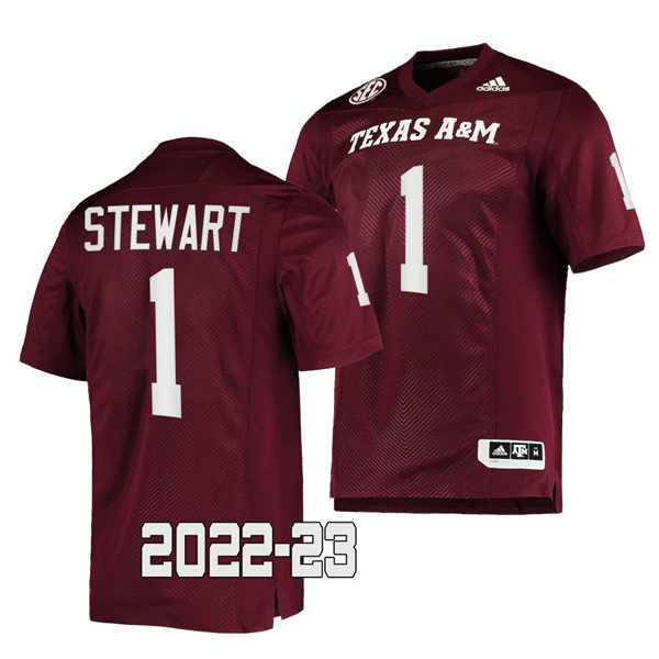  Mens Youth Texas A&M Aggies #1 Evan Stewart Adidas Maroon College Football Game Jersey 