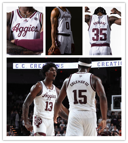  Mens Youth Texas A&M Aggies Custom Adidas 2022-23 White Aggies College Basketball Game Jersey 